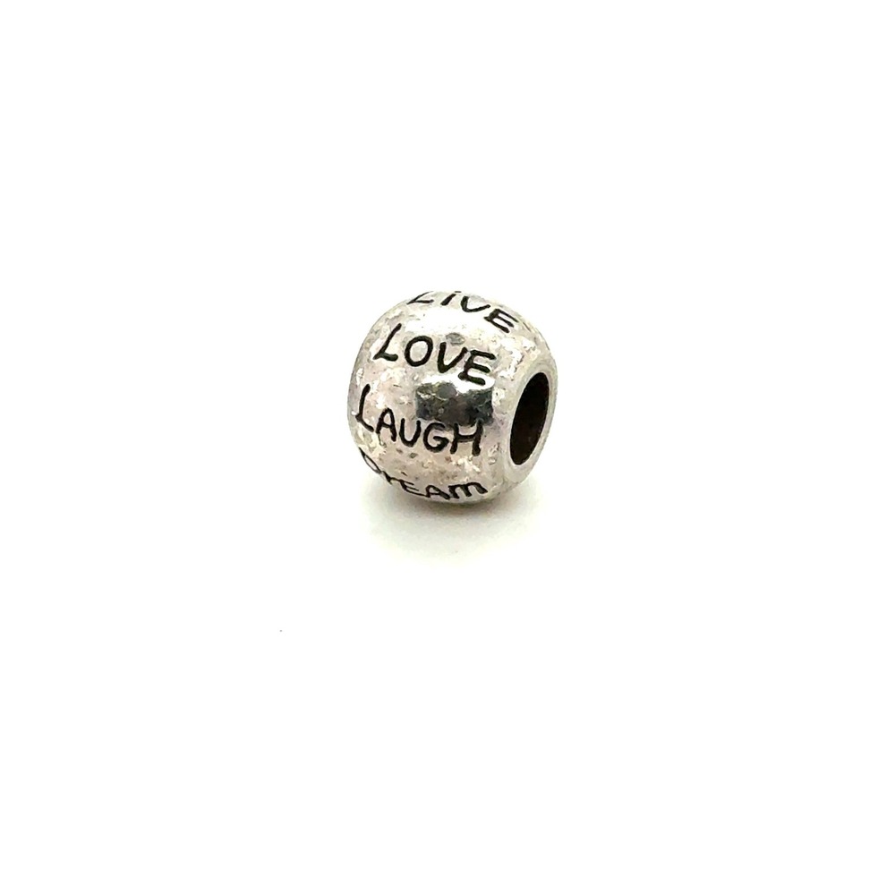 Brighton Live Laugh Love Dream Hammered Silver Tone Charm Bead for Bracelet